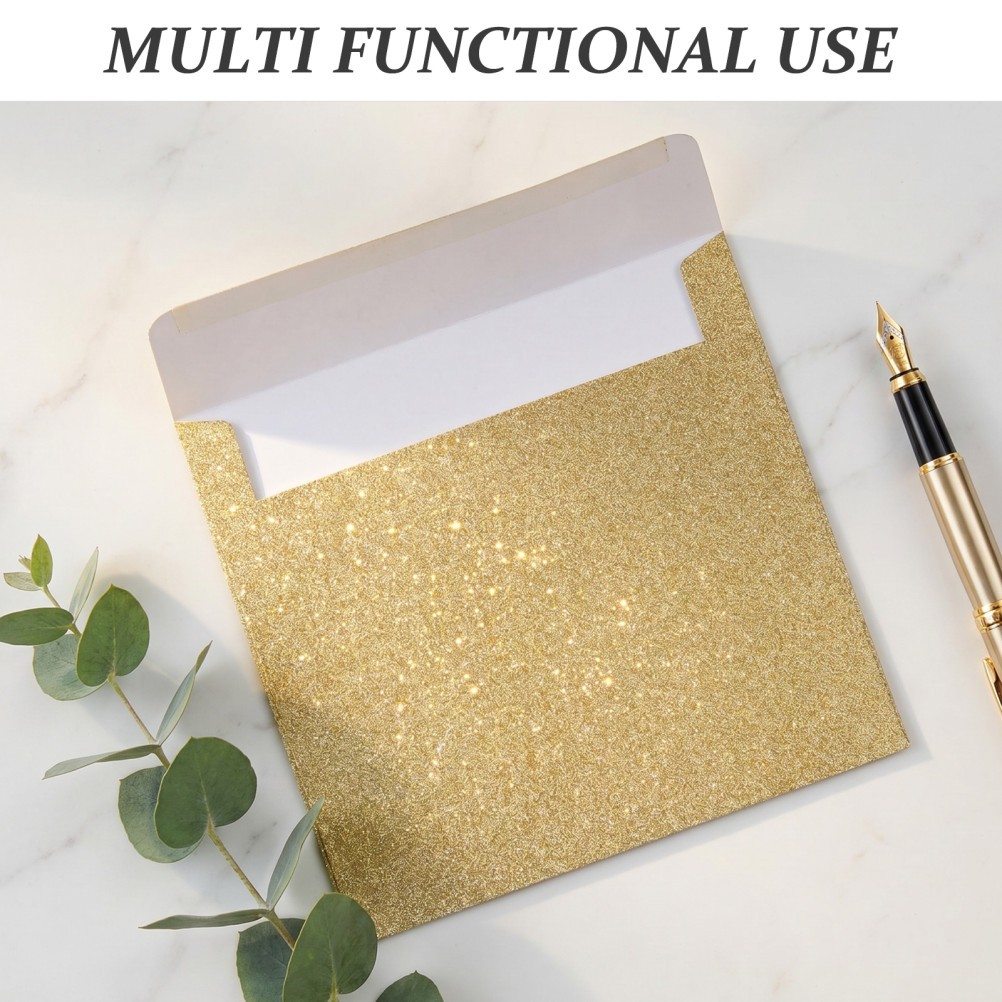20Pcs Golden Paper Wedding Invitation Envelopes Reusable with Sparkly Finish