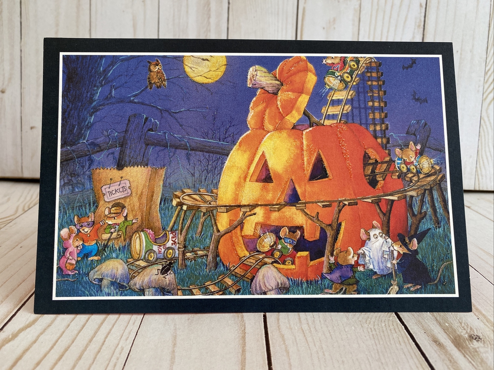 Mice Happy Halloween Card Glittered Frightfully Delightful American Greeting New