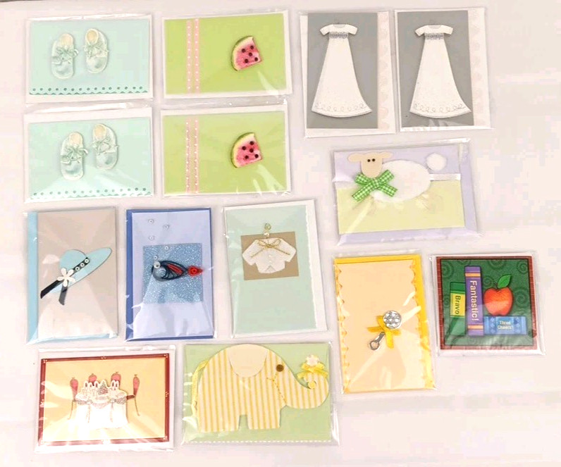 22 NEW Small 3D Greeting Cards All Occasions Burgoyne & Hallmark -Sealed 4″ x3″