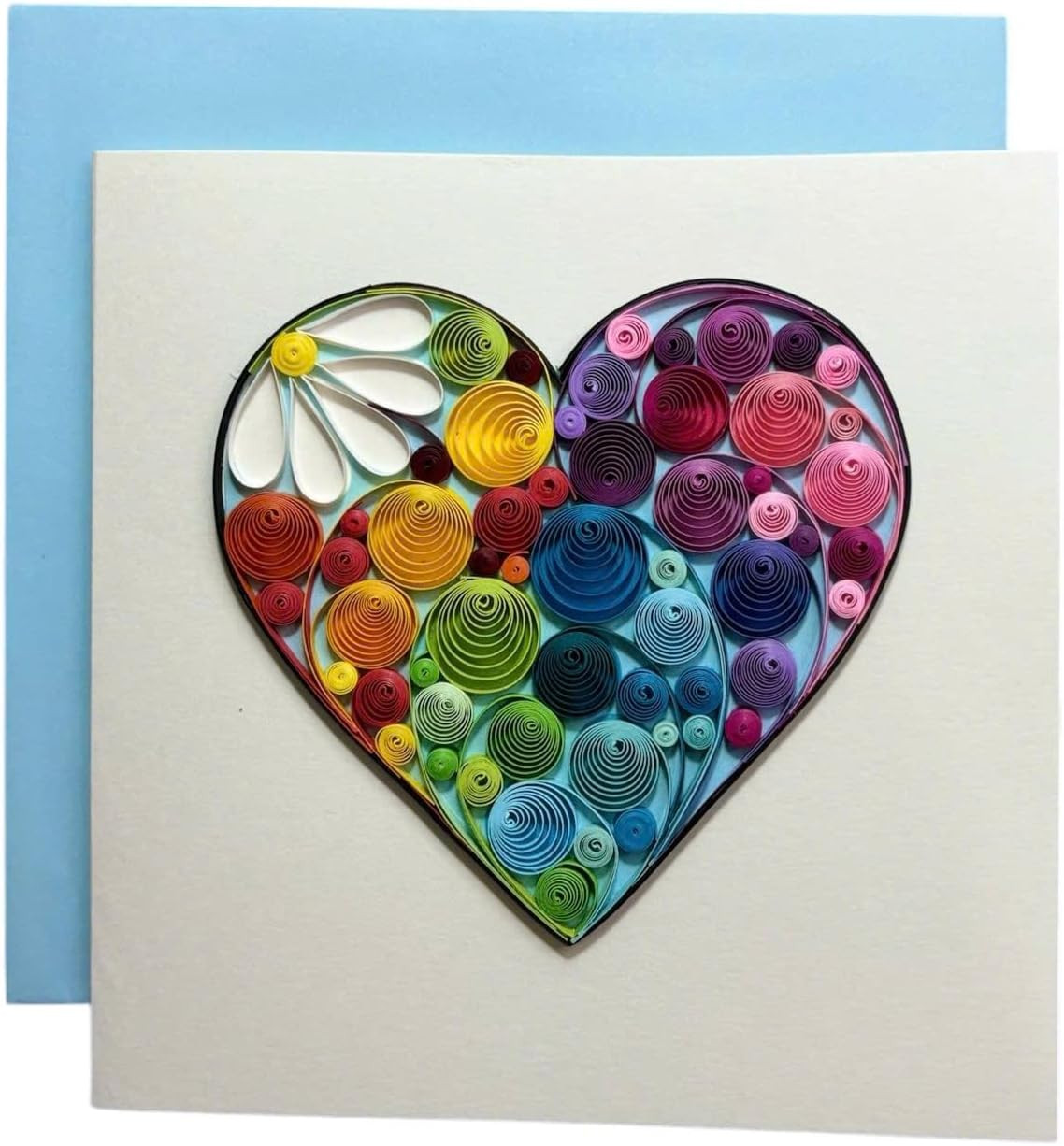 Handcrafted 3D Quilling Colorful Heart Greeting Card for Love, Valentine’s Day,