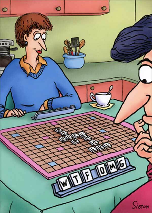 Oatmeal Studios WTF OMG Scrabble Tiles Funny / Humorous Birthday Card