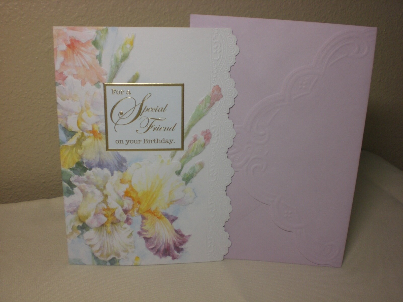 Carol’s Rose Garden – Birthday for a Special Friend – Yellow Iris on front