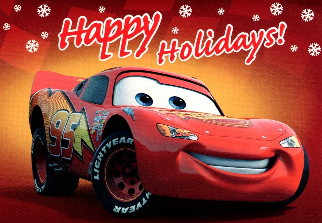 Walt Disney Happy Holiday Cars Pixar Lightning McQueen Christmas Cards Set of 5