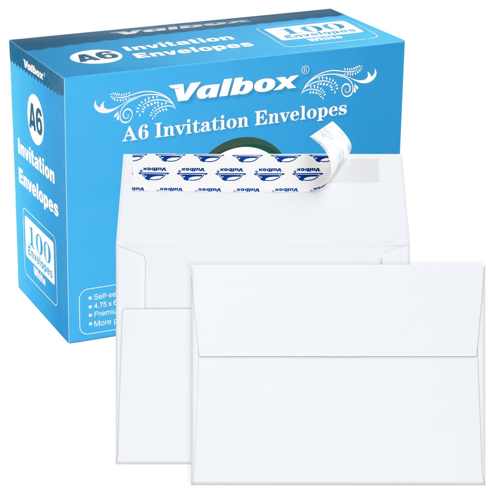 100 Qty A6 Envelopes Self Seal 6.5 x 4.75″ White Kraft Paper Invitation Envel…