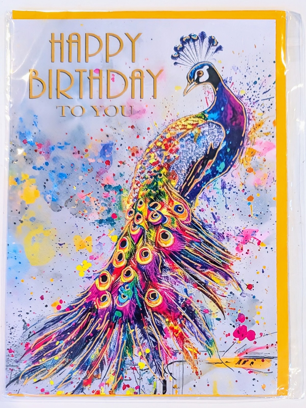 GIFTZIE! Card HAPPY BIRTHDAY TO YOU w/ Envelope 8.5″ x 7″ Made Britain Peacock