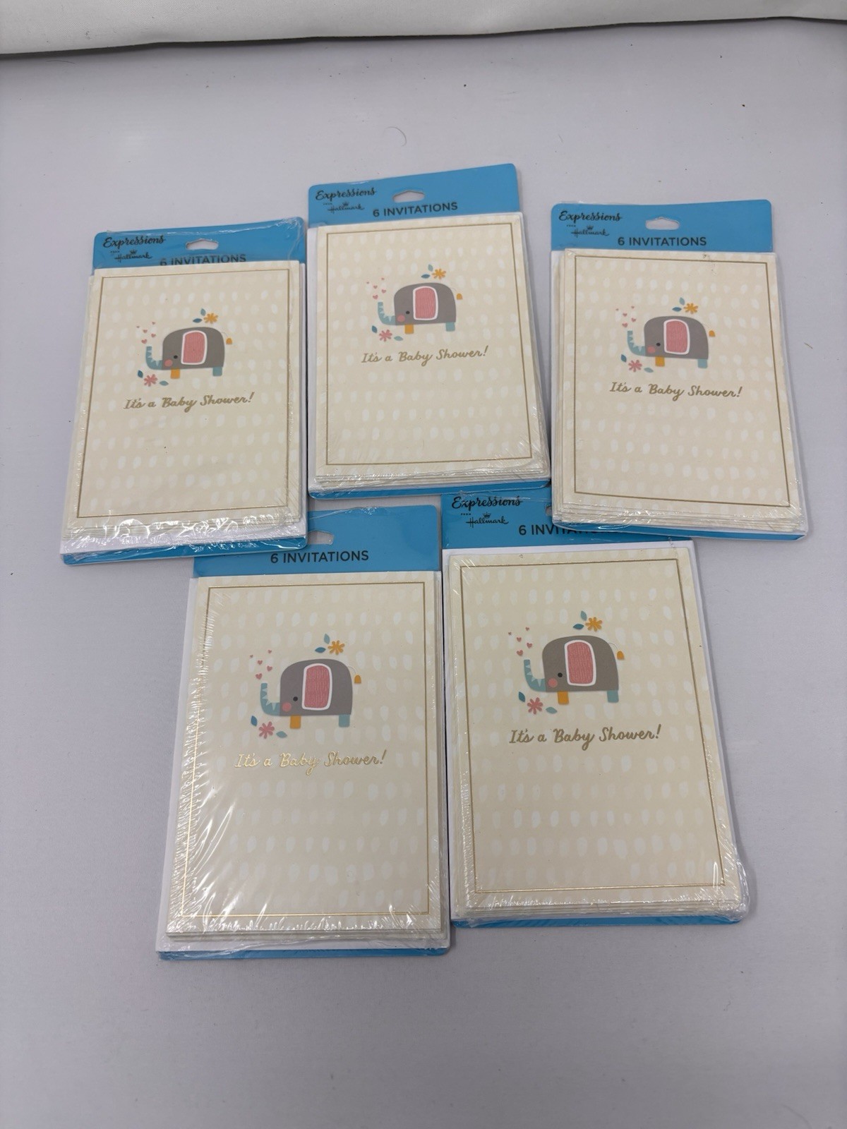 Hallmark Expressions Baby Shower Invitations 6 in Sealed Package Elephant USA
