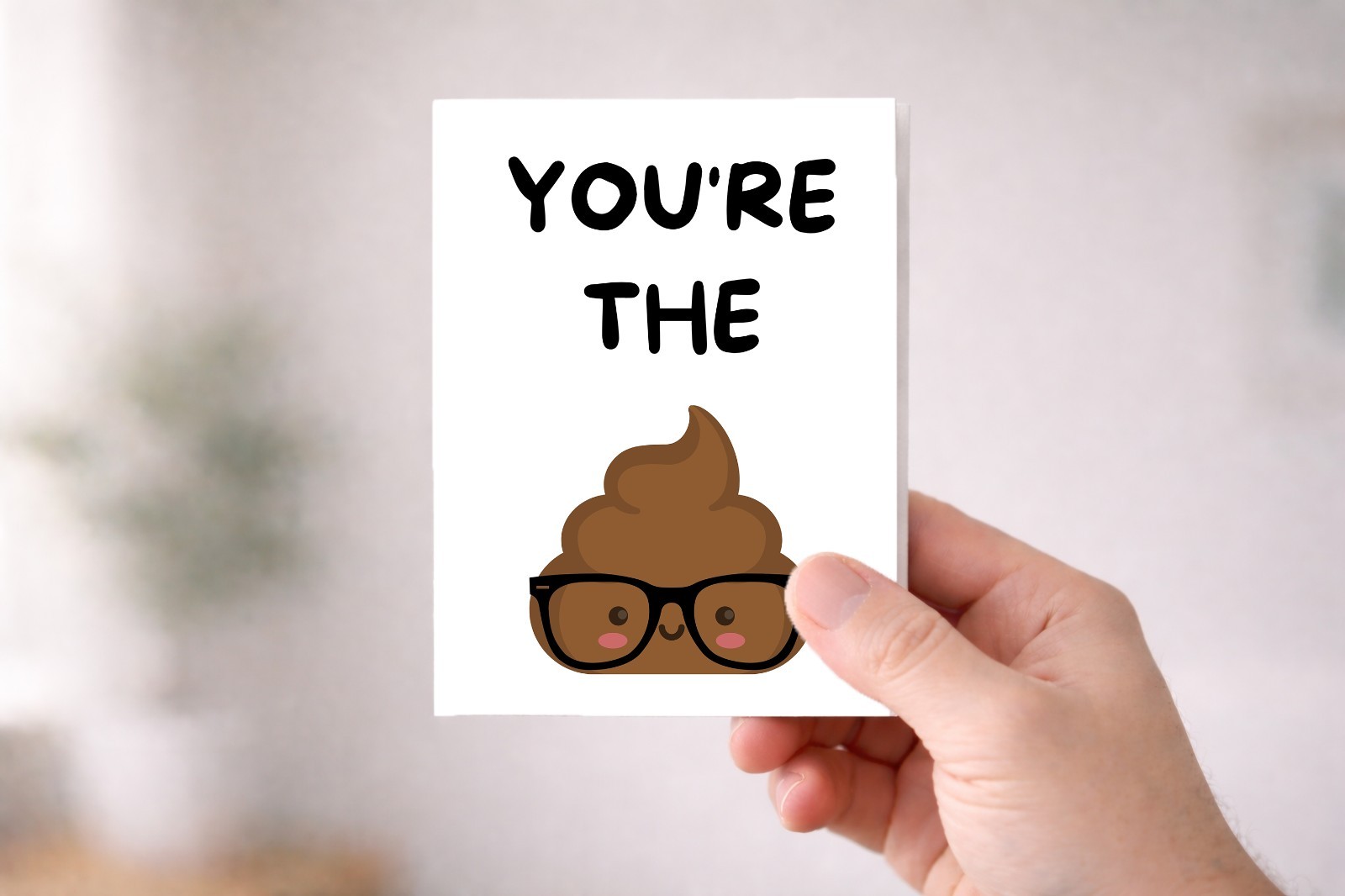 Goofy Poop Thank You Card Funny Nerdy Greeting for Friends and Family