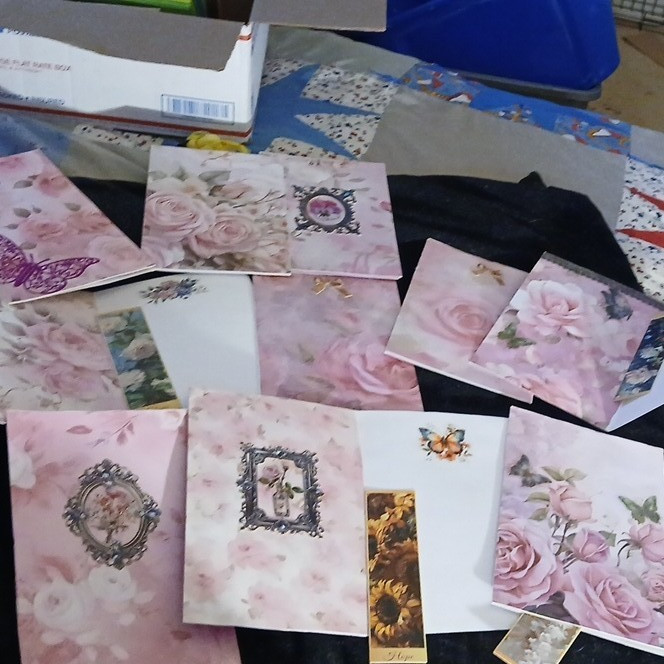 Floral Folded Greeting Cards, Pink White Purple, All Occasions, Embellished