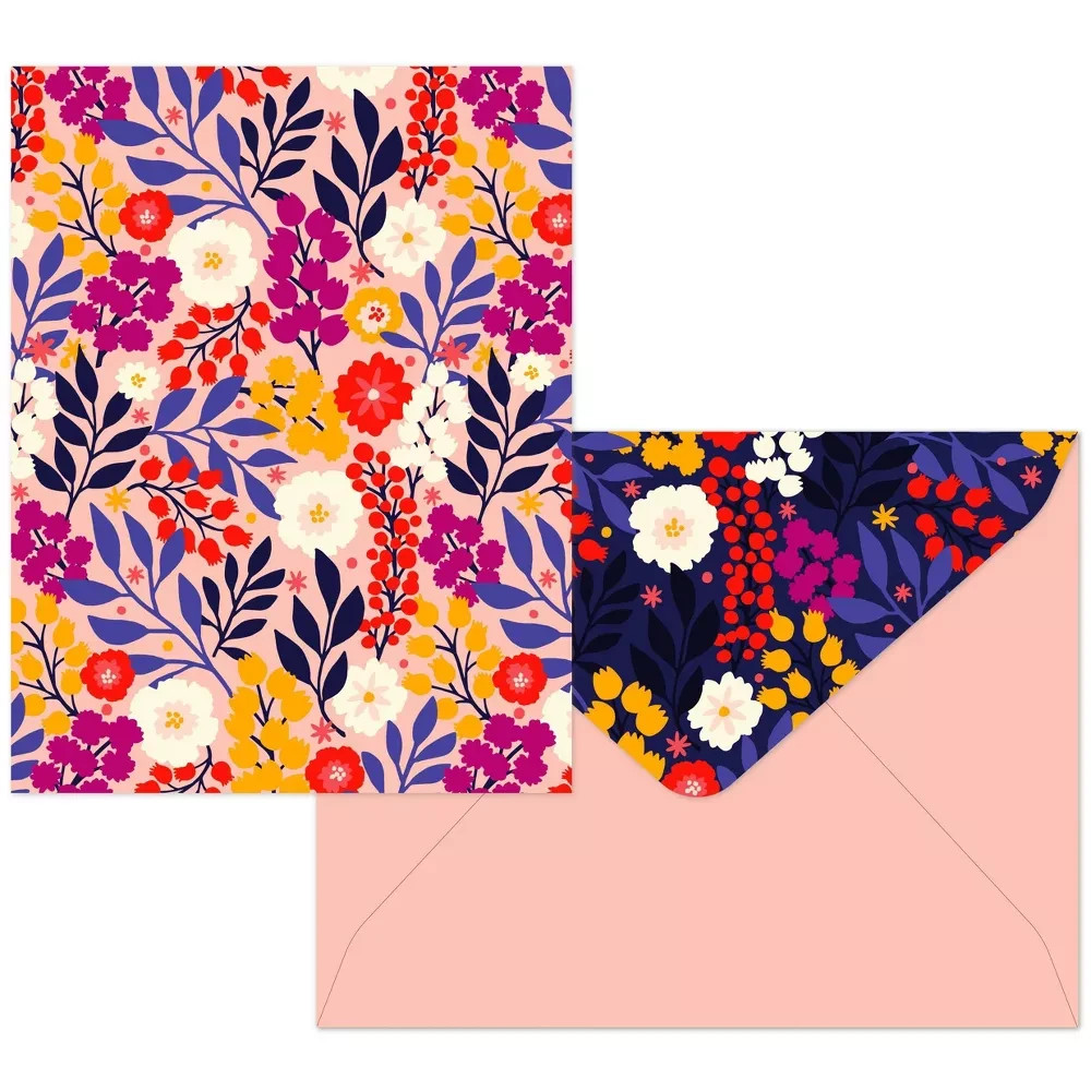 16ct Assorted Blank Note Cards Bright Bloom, Floral, Envelopes