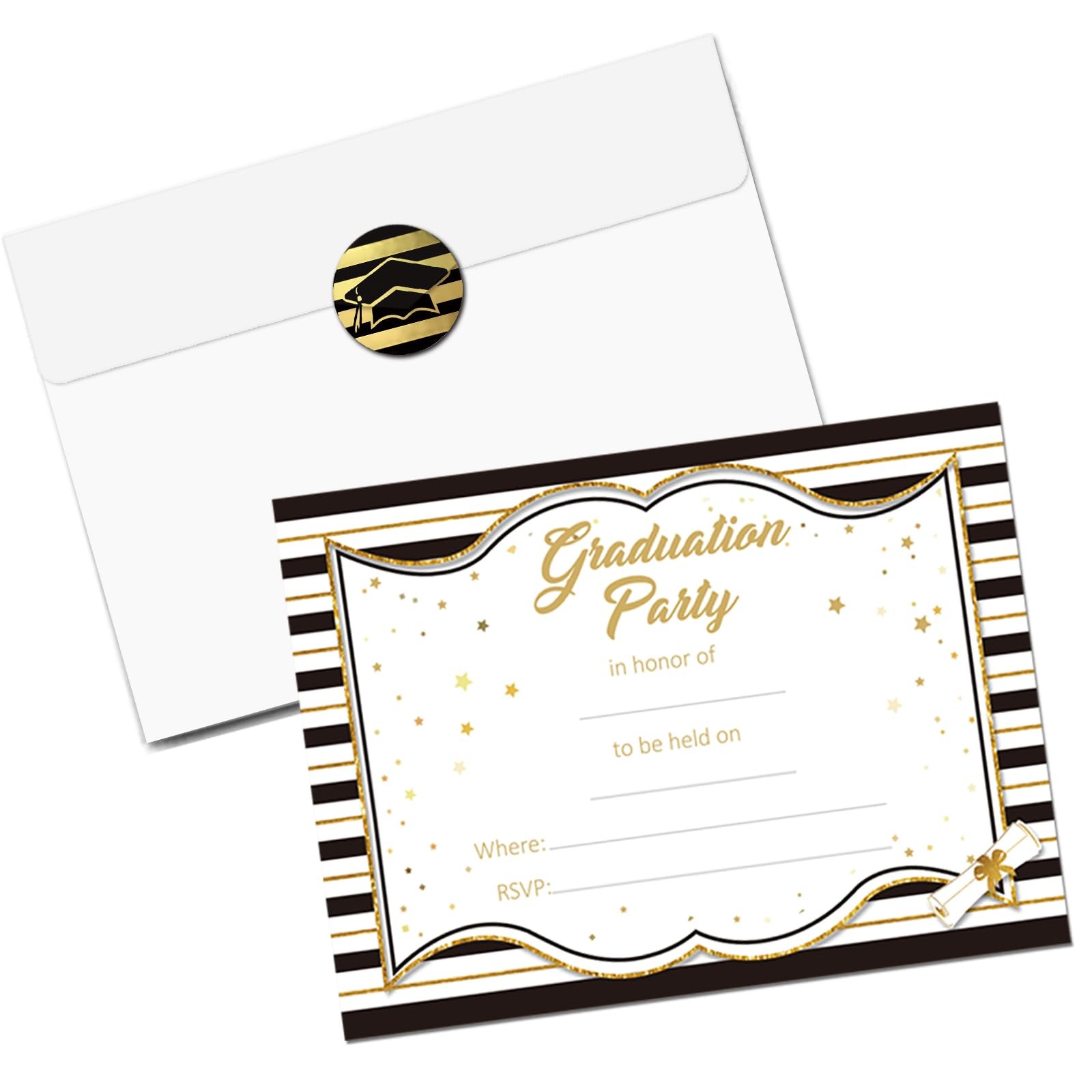32 Count 2025 Graduation Party Invitations, Envelopes, Grad Congrats Announce