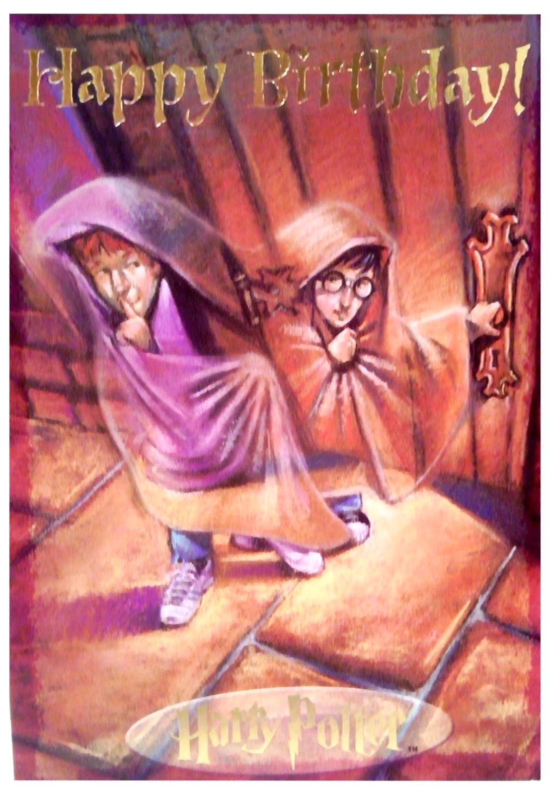 Vintage INVISIBILITY CLOAK Birthday Card Harry Potter + USPS Stamp RARE England