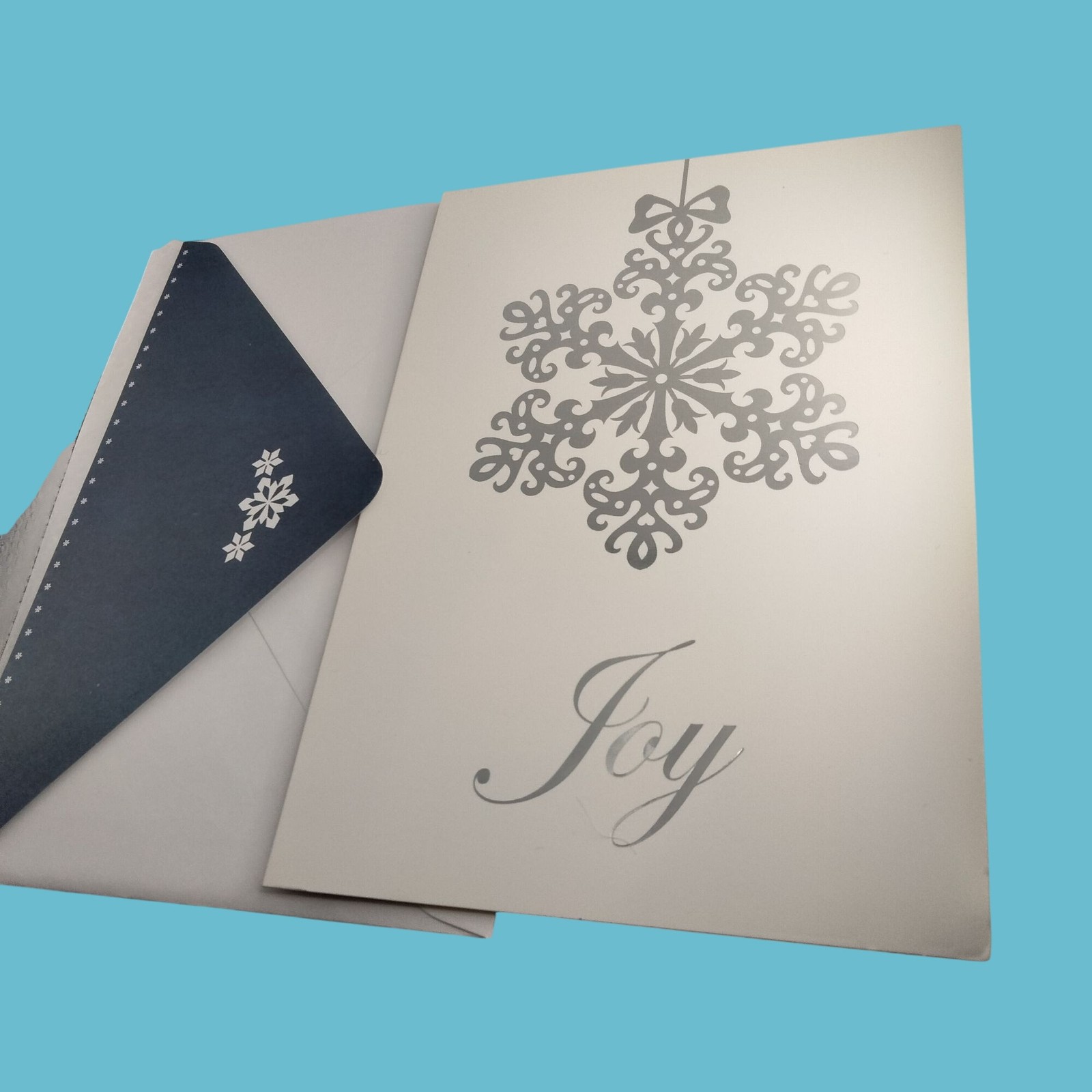 Elegant Snowflake Holiday Greeting Card Envelope Joy Message
