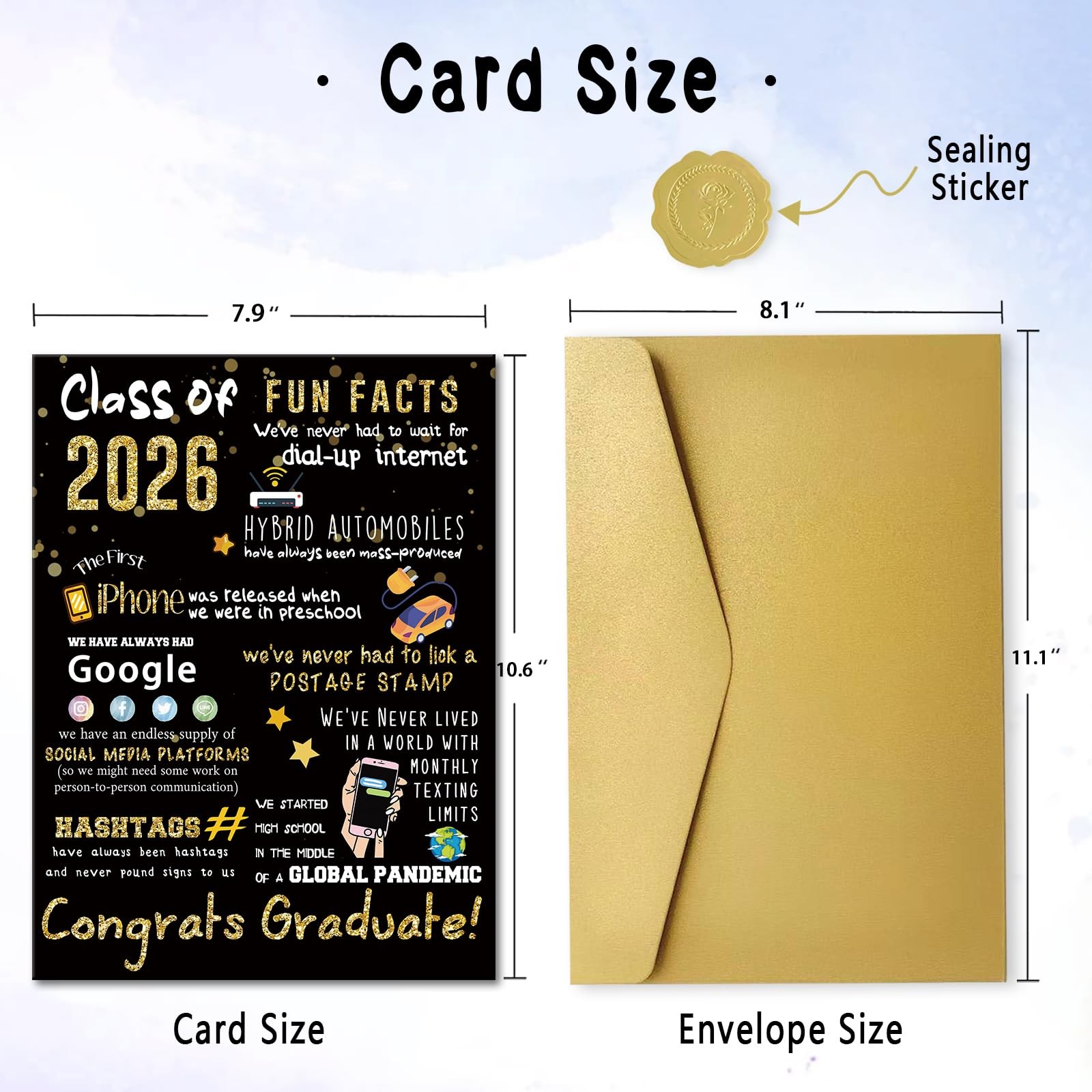 Big 2026 Graduation or Congratulations Card, Graduation Party Decorations for He