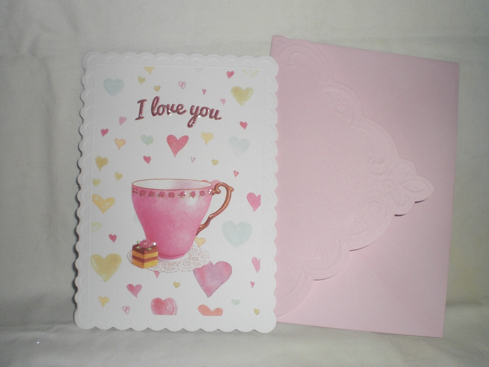 Carol’s Rose Garden – I Love You! with a cup of Tea in the center of the card