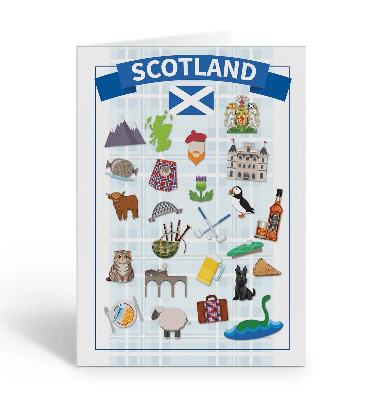 Cute and Fun Scotland Themed Note Cards – Single Note Card – S-B14879