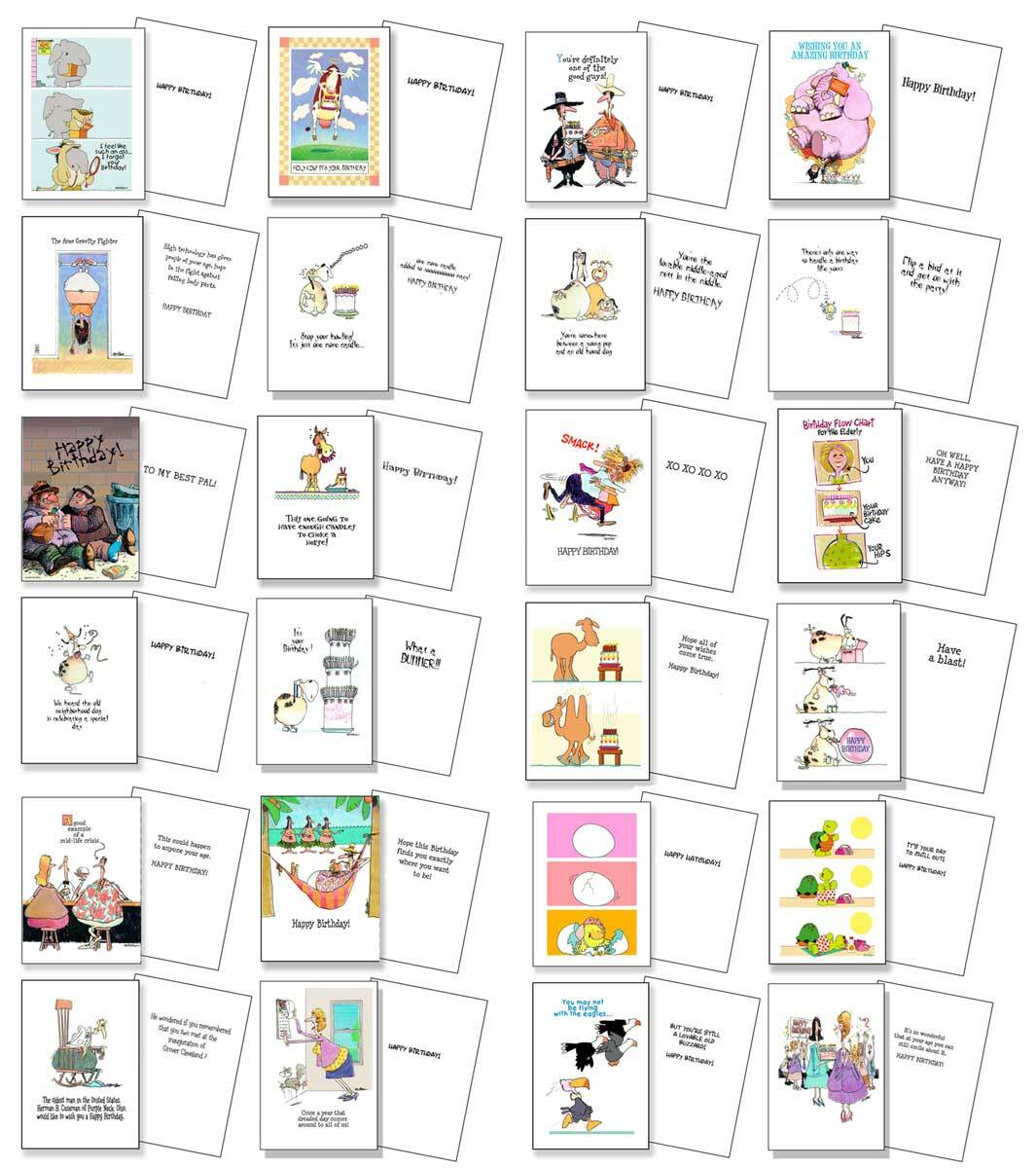 Boxed Set of 24 Funny Birthday Cards | USA Made | Good, Clean Humor 721