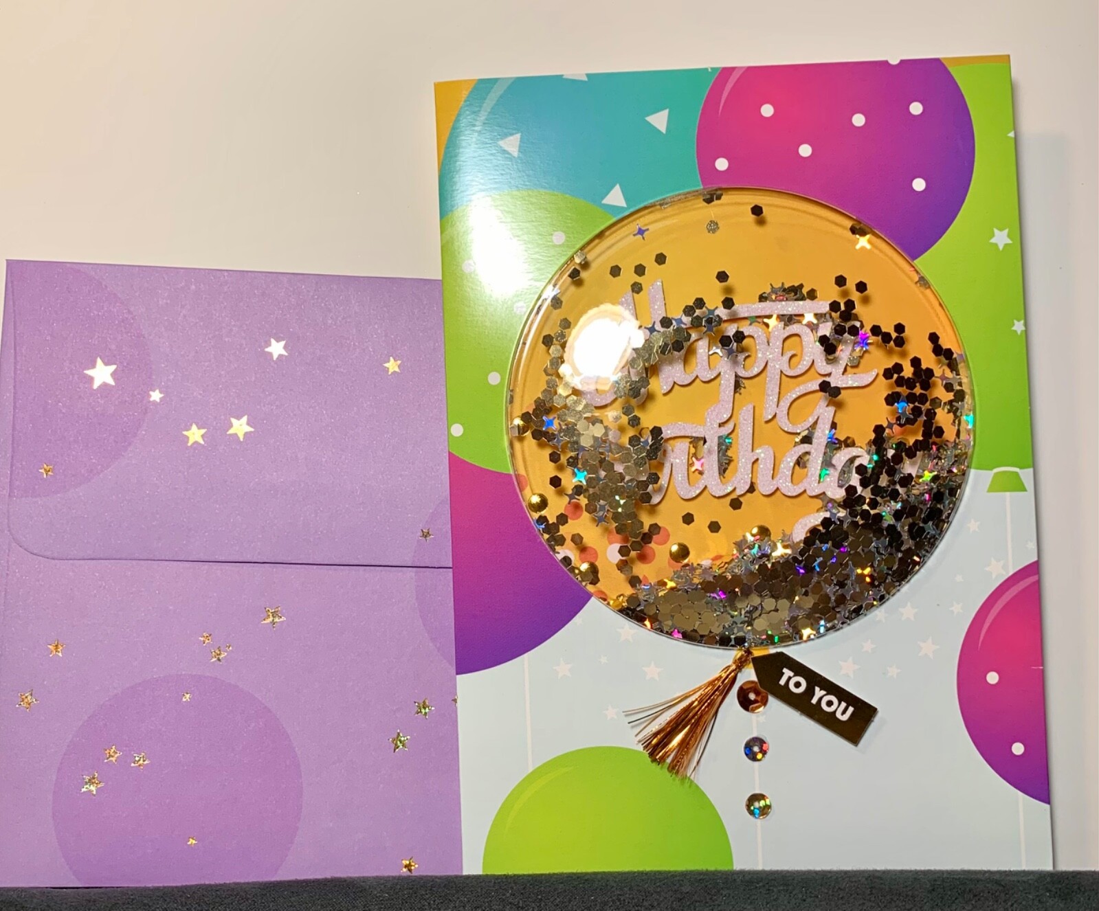 Happy Birthday Card 3D Confetti Shaker Balloon Designer Card by Burgoyne