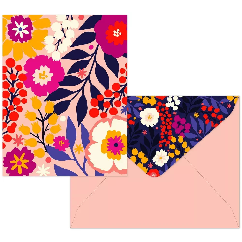 16ct Assorted Blank Note Cards Bright Bloom, Floral, Envelopes