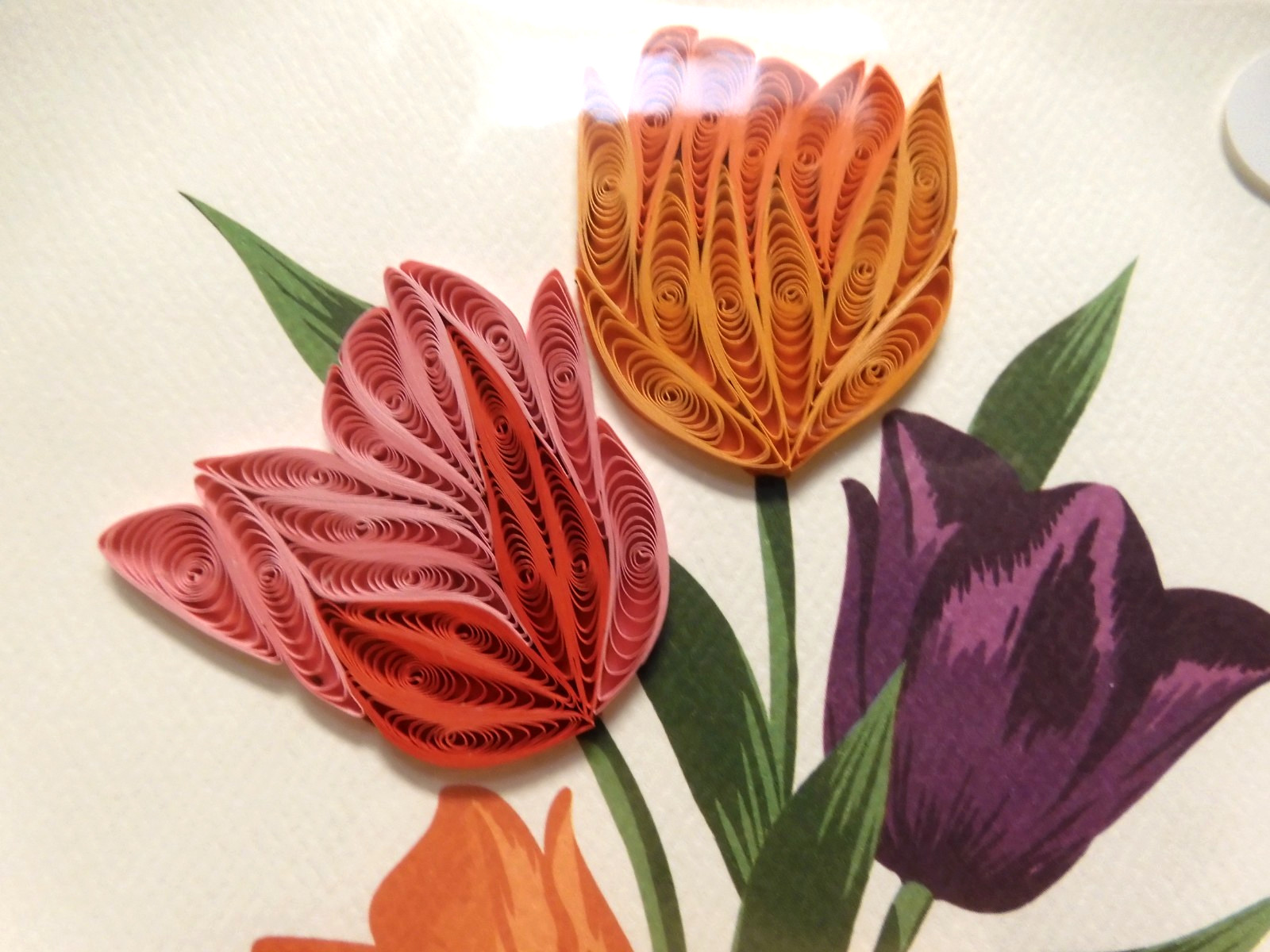 1 Punch Studio Card Quilled Happy Birthday Tulip Flowers Blank Inside