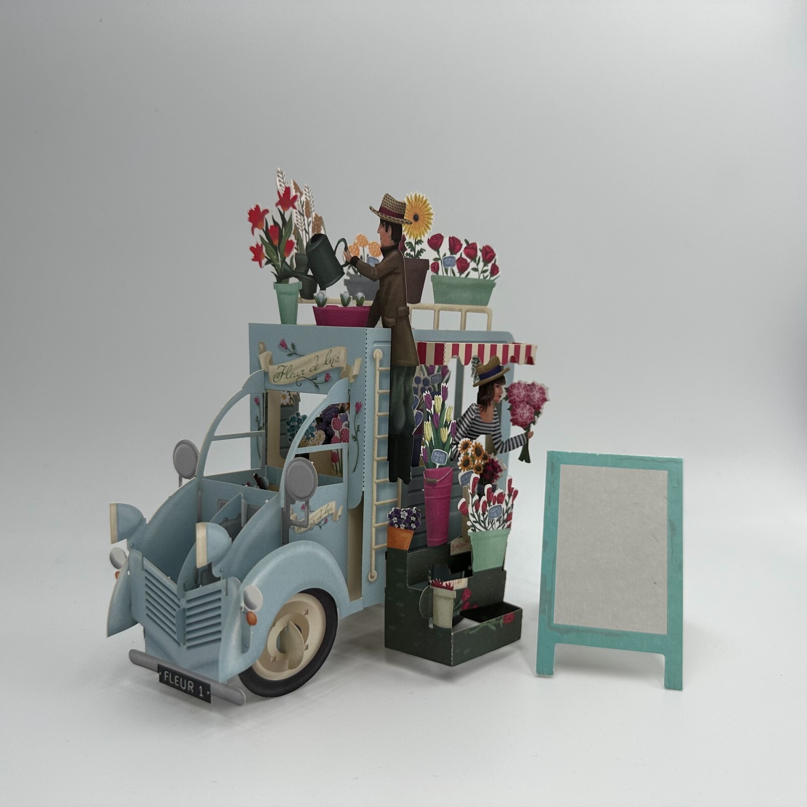 F01-3D Pop Up Flower Cart Greeting Card! Valentine’s day, Mother’s day, Birthday