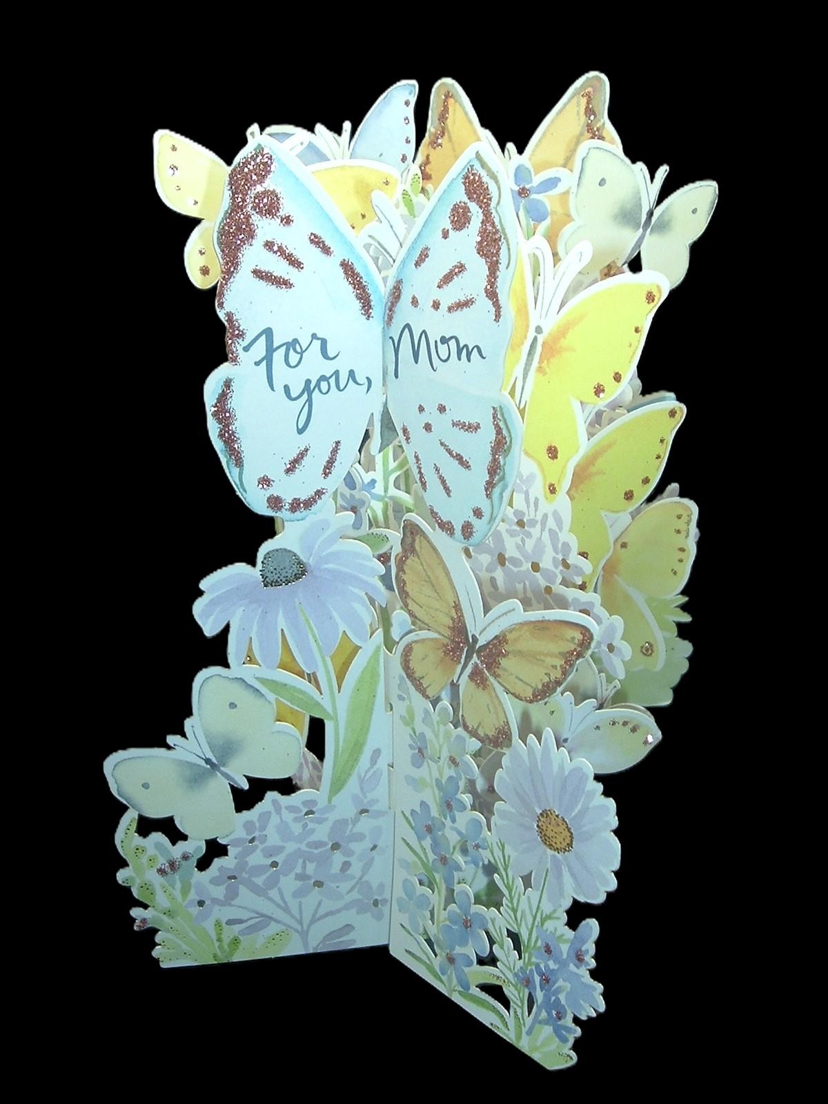 Mother’s Day Pop up 3D Greeting Card – Floral Bouquet w/butterfly FREE SH