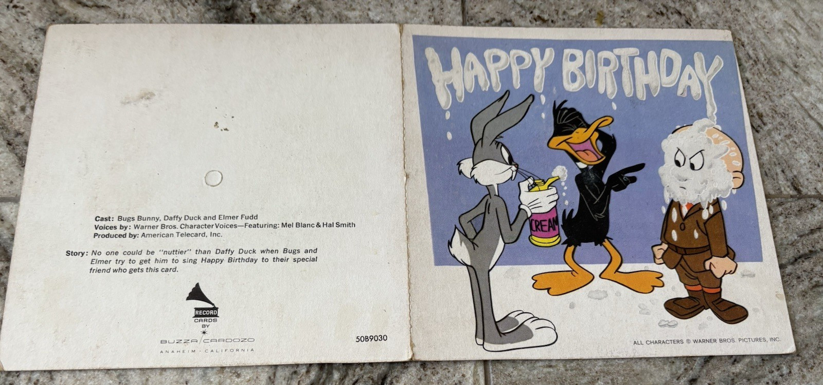 Vtg Bugs Bunny “Happy Birthday” Warner Bros Mel Blanc Record Card-Never played