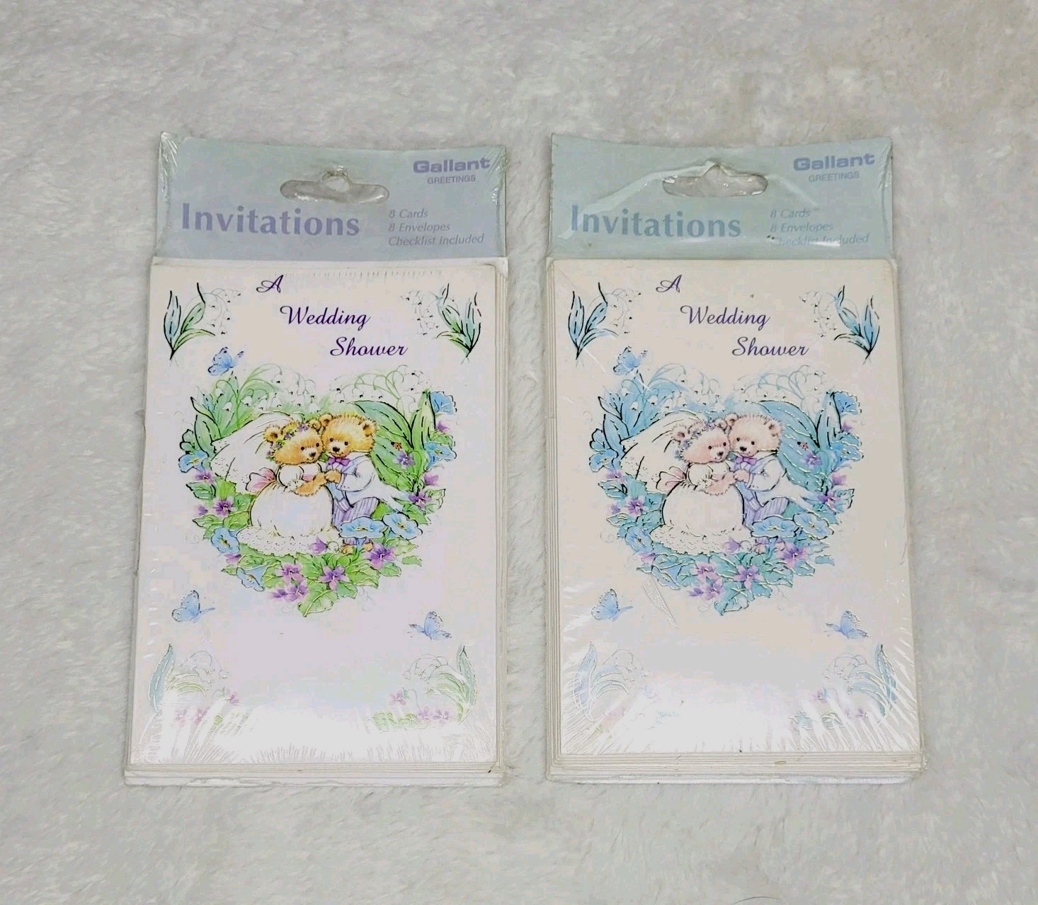 Vintage Gallant Wedding Shower Invitations Bears In Love Butterflies 16 Total