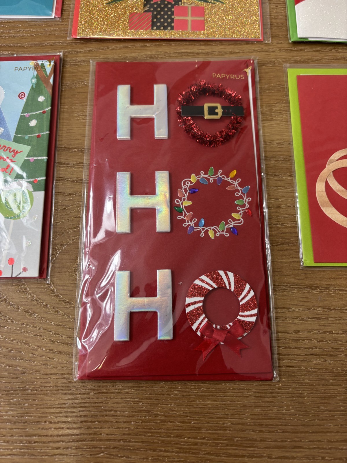 Lot of 7 PAPYRUS Christmas Cards Assorted w/DISNEY Glitter Foil Envelopes NEW