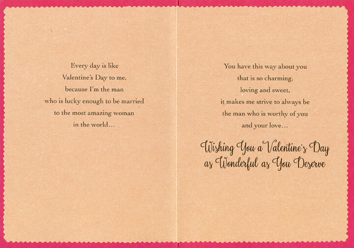 Pink Dress and Multi-Colored Flowers Wife Valentines Day Card