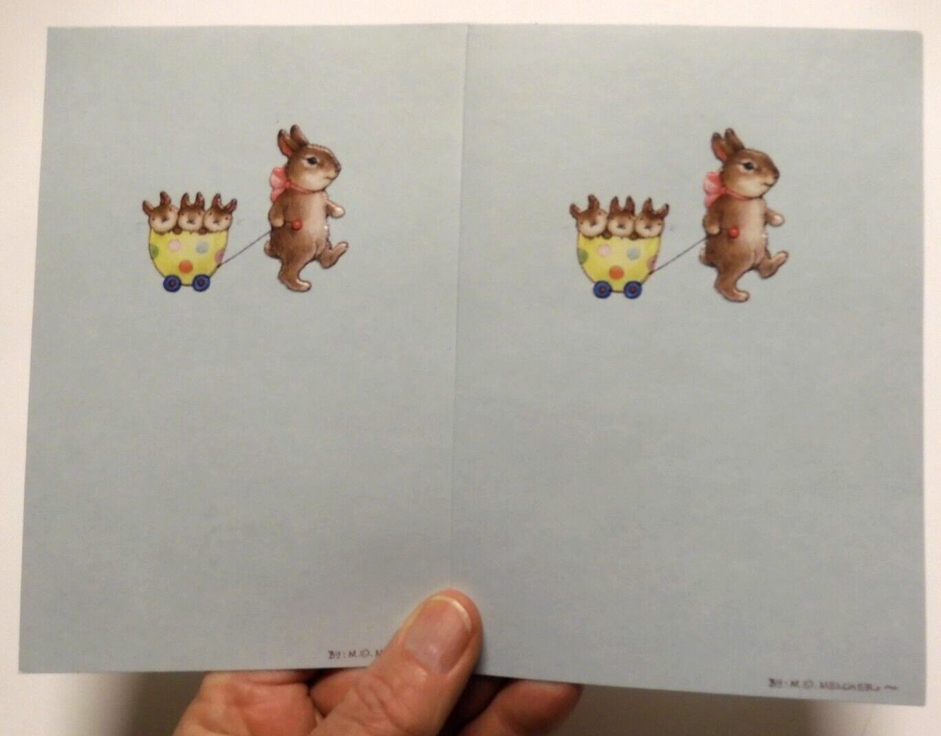 2 Recycled Greeting Cards Easter Bunnie Rabbits Happy Spring Happy Everything