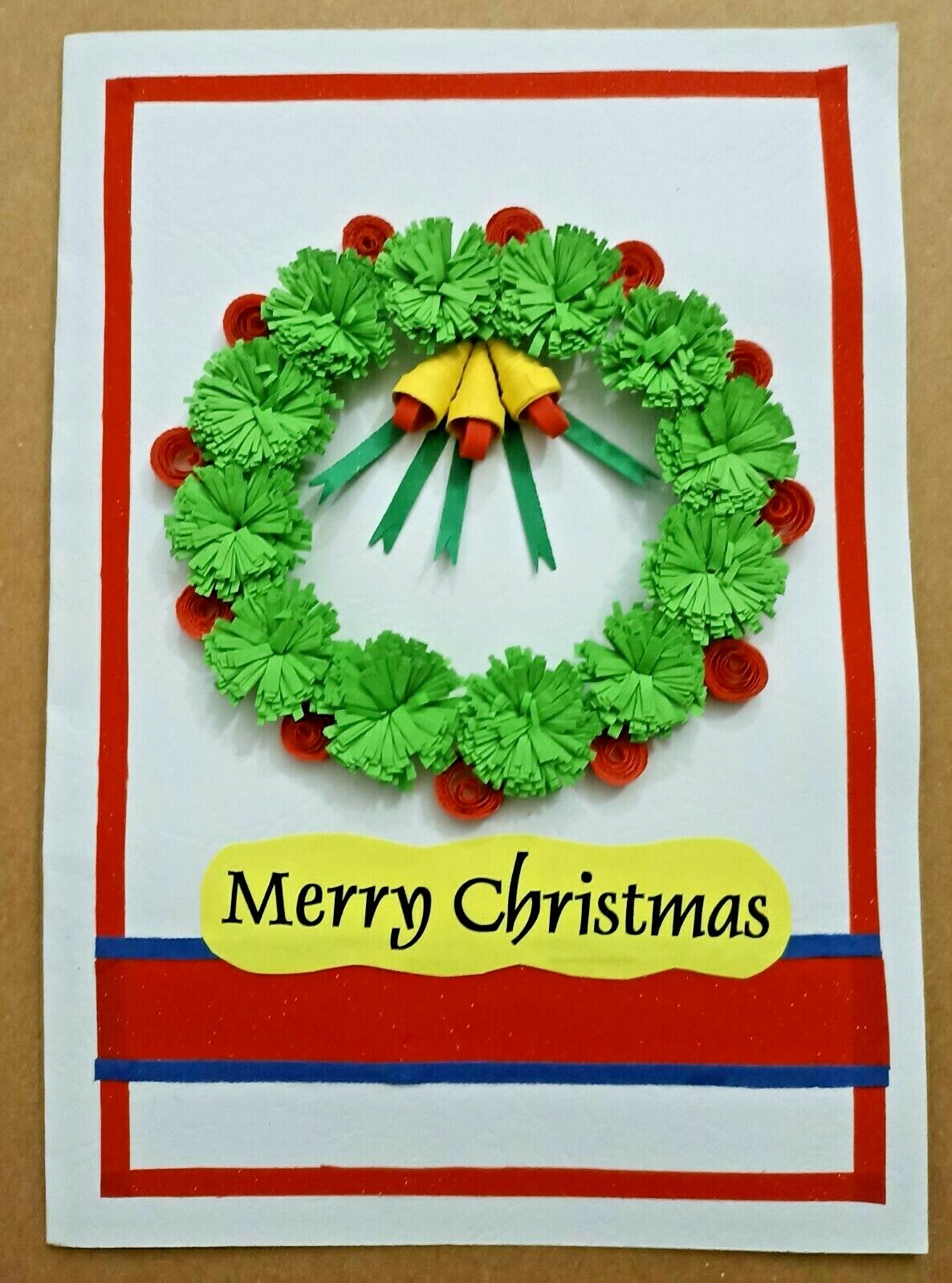 DIY Paper quilling Beautiful Christmas Card Handmade 100 Art free shipping