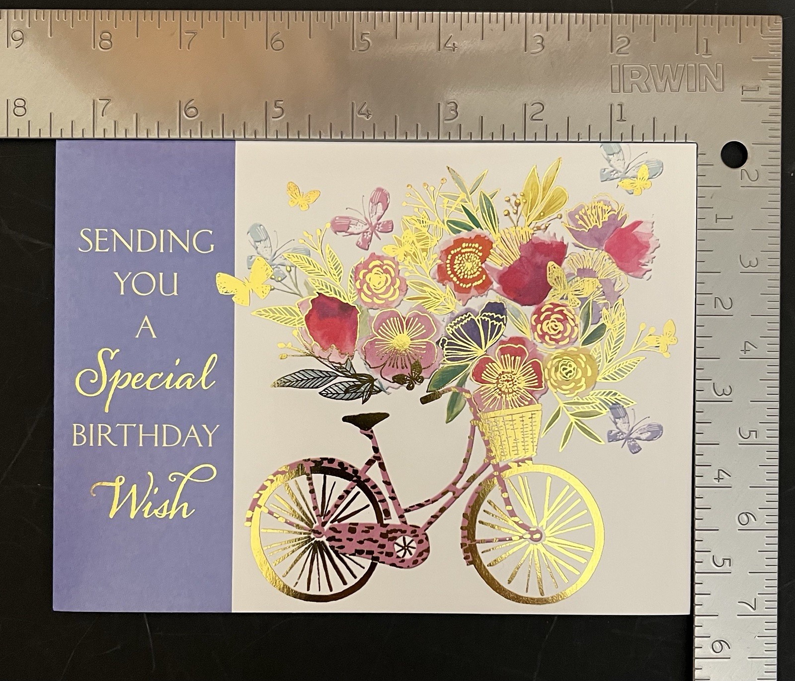 Birthday Art Card by Jo Spicer Bicycle Floral Butterflies Beautiful Env w/Stamps