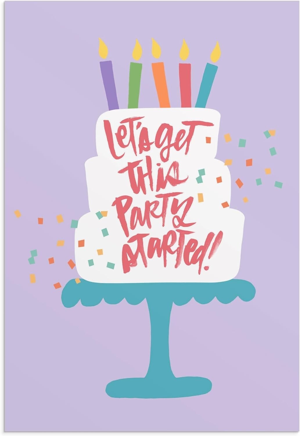 Birthday Card with Envelope 4 x 6 Religious Purple BDay Cake Candles Confetti