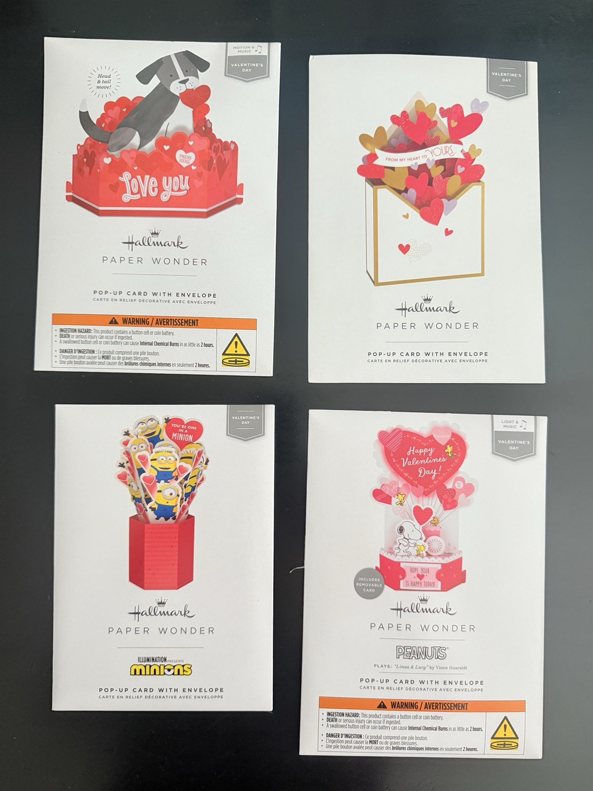 Lot Of 4 Valentine’s Day ~ Hallmark Paper Wonder ~ Design Pop-Up Card NEW ~ V4