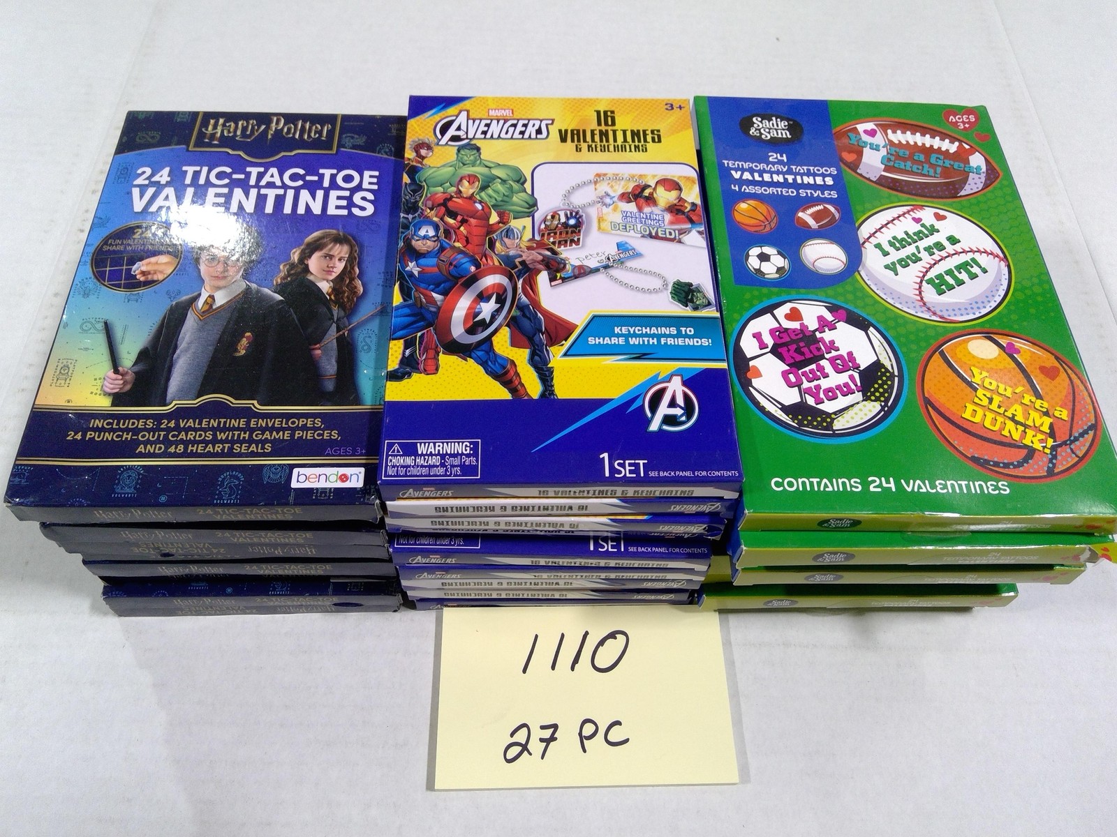 Harry Potter Avengers Sports Kids Valentines Cards Lot 27 Boxes Multicolor New