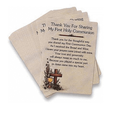 Thank You First Communion Prayer Cards