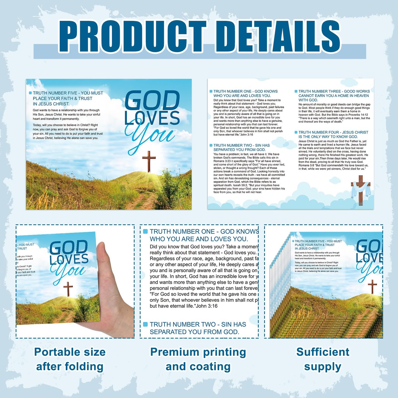 300 Pcs Gospel Tract Card Salvation Plan Cards Bible Tracts Christian Inspira…