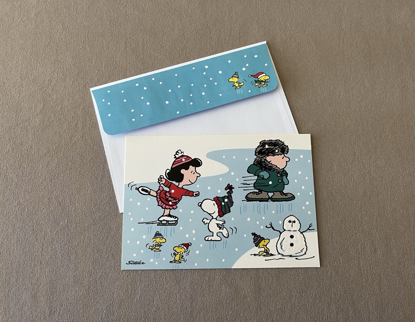 Officially Licensed Peanuts Snoopy, Charlie Brown & Woodstock Christmas Card~New
