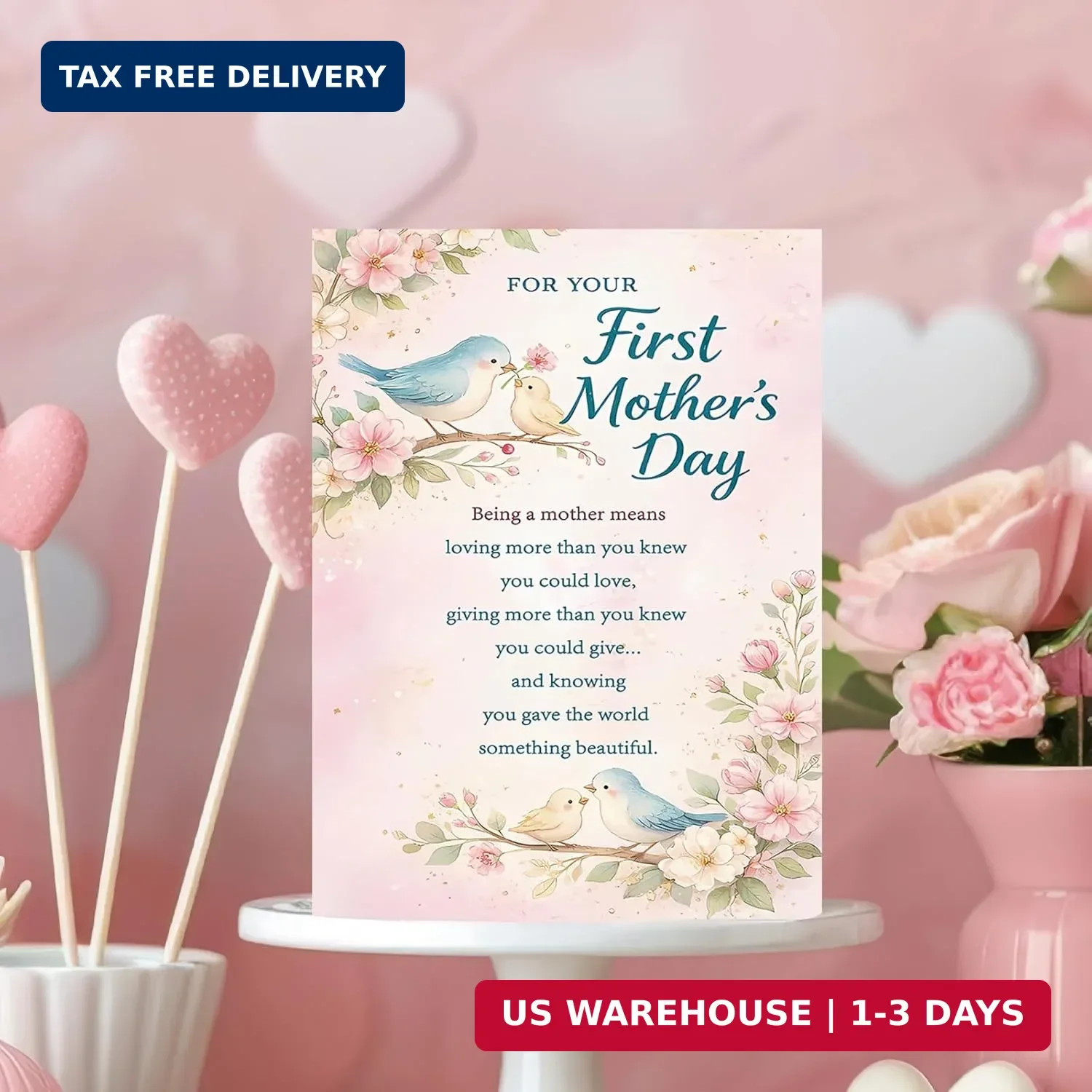 First Mothers Day Card, Happy 1st Mother’s Day Card Gifts for New Mom, First Tim