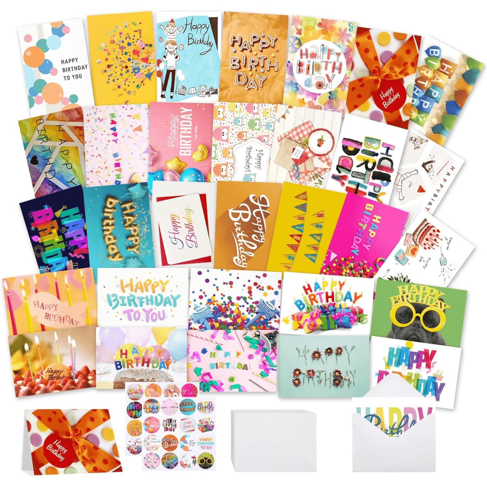 Joyberg 32-Piece Happy Birthday Card Bulk Set