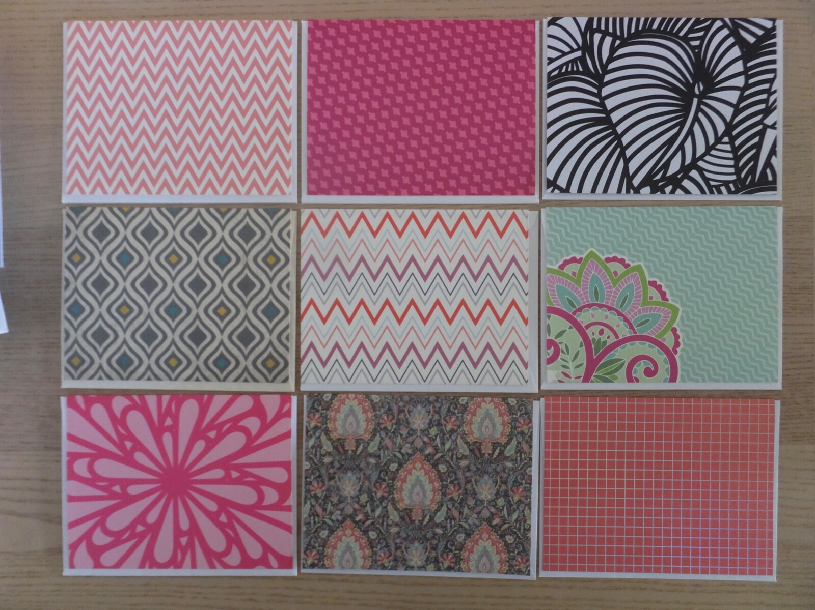 45 Note Cards with Envelopes, Blank inside, Polk-a-Dots, Stripes Geometric, etc.
