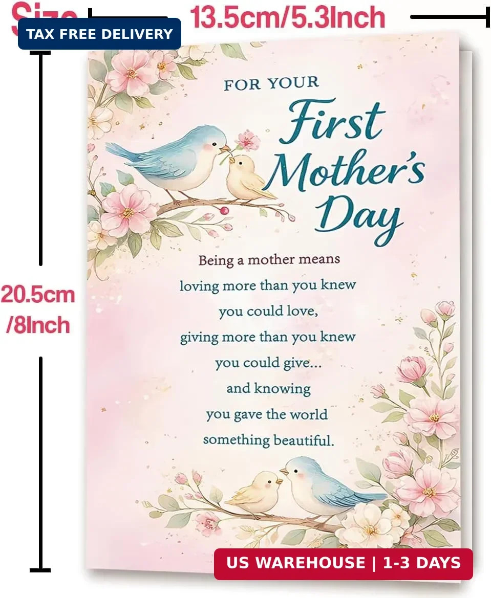 First Mothers Day Card, Happy 1st Mother’s Day Card Gifts for New Mom, First Tim