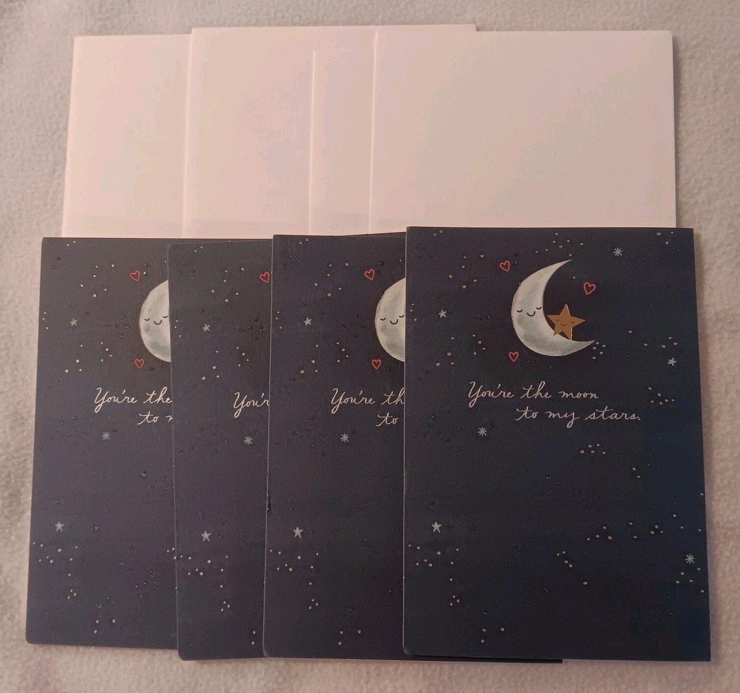 Hallmark Moon To My Stars (4) Valentines Day Cards With Envelopes