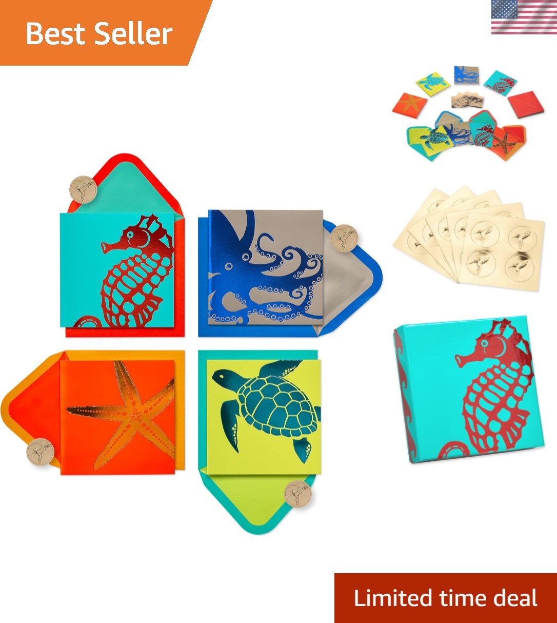 Blank Cards with Envelopes, Sea Life 20-Count