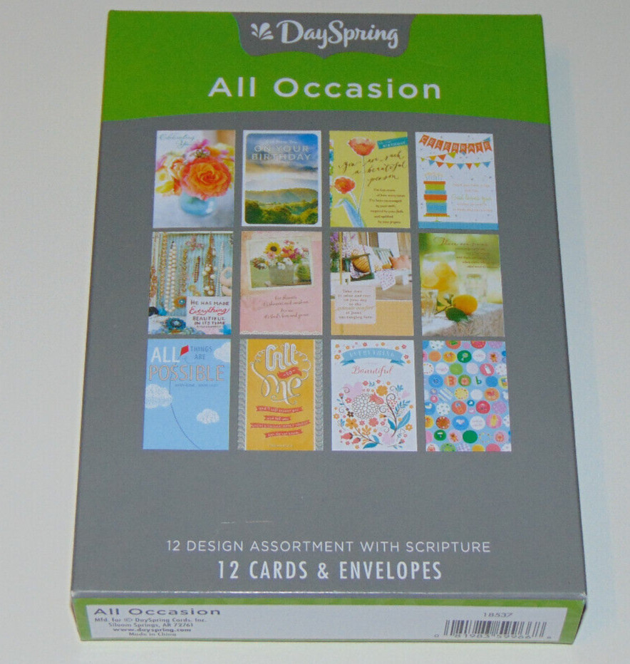 BOX 12 Christian ALL OCCASION Greeting Cards Inspirational Verse Bible Scripture