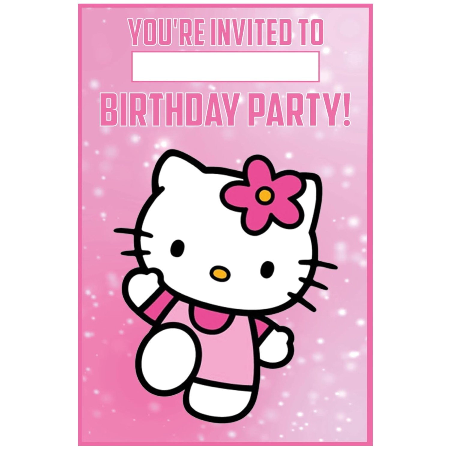 Cute Pink Cat Birthday Invitation Pack – 40 Count