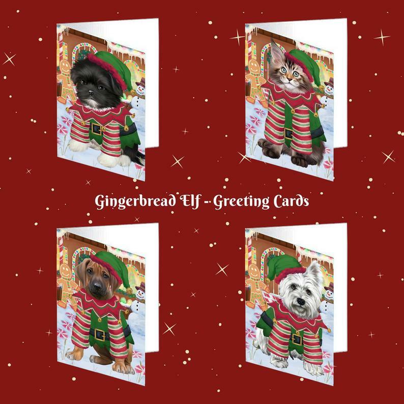 Christmas Gingerbread Elf Dog Cat Pet Photo Lovers Greeting Invitation Card