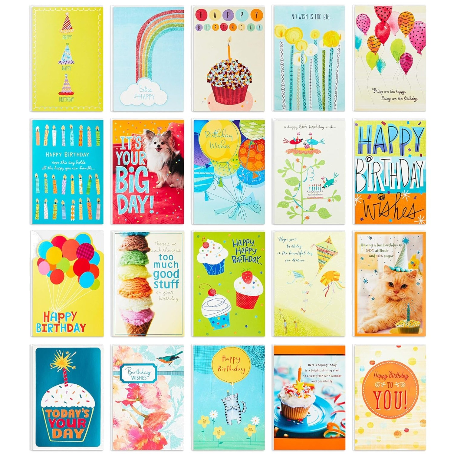Birthday Cards Assortment, 20 Cards with Envelopes