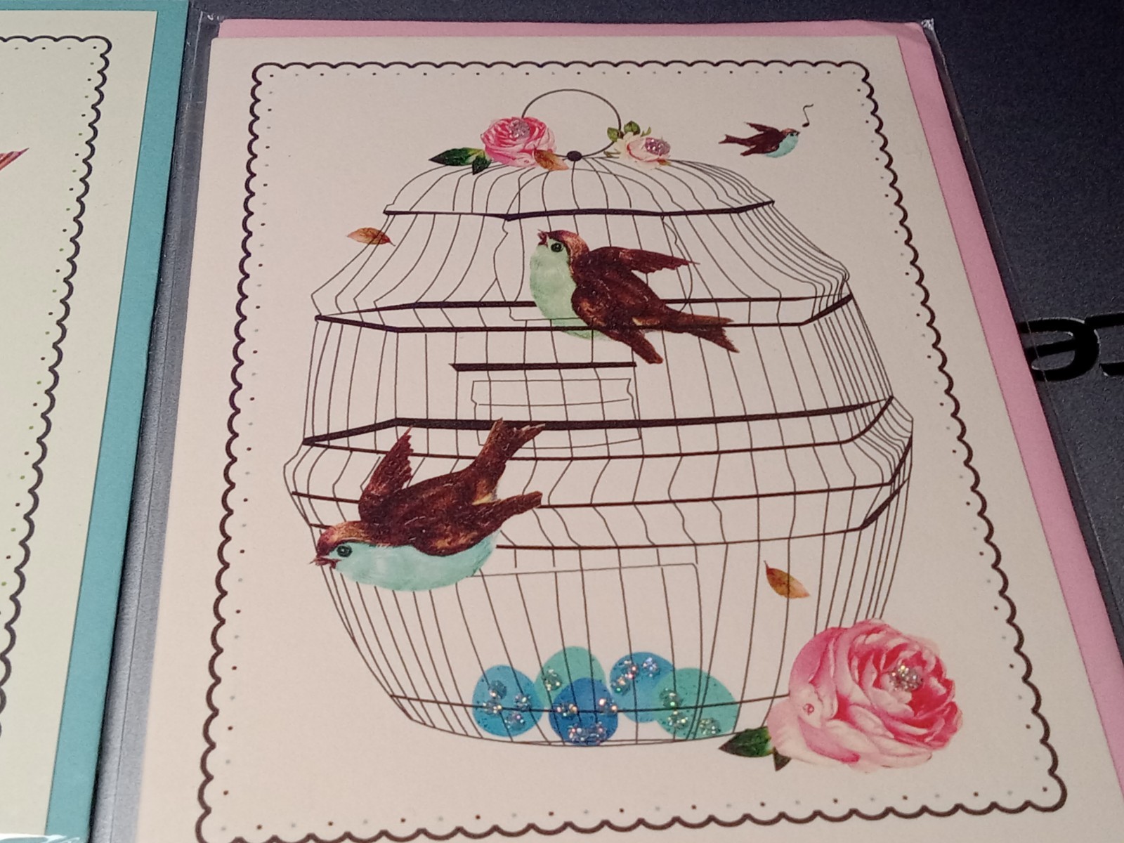 2 Unique Spring Bird Cage Greeting Cards Limited Hand Painted Driscoll Designs