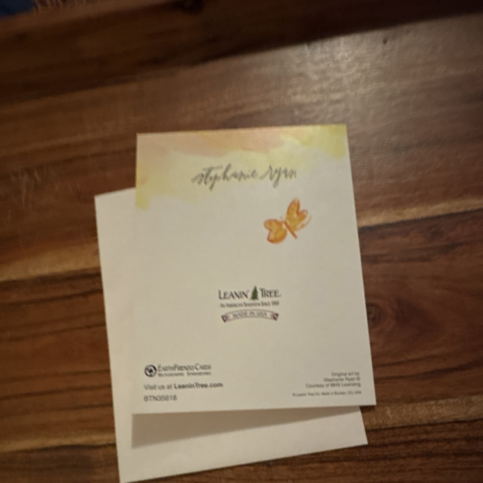 Leanin’ Tree Butterfly Floral Folded Greeting Card with Envelope Artist Designed